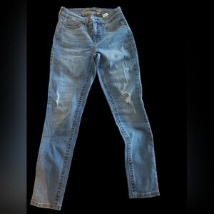 Seven 7 Jeans Womens 8 Tummyless High Rise Ripped Light Blue Denim Cotton Blend